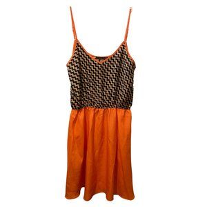 THML spaghetti chevron orange coral mini dress sz M